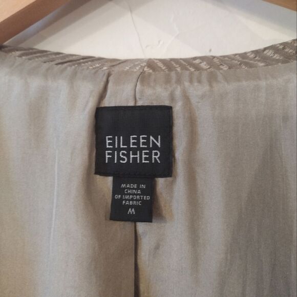 Eileen Fisher Women's Size Medium Silver Silk Blend Open Front Cardigan Jacket - Picture 5 of 12
